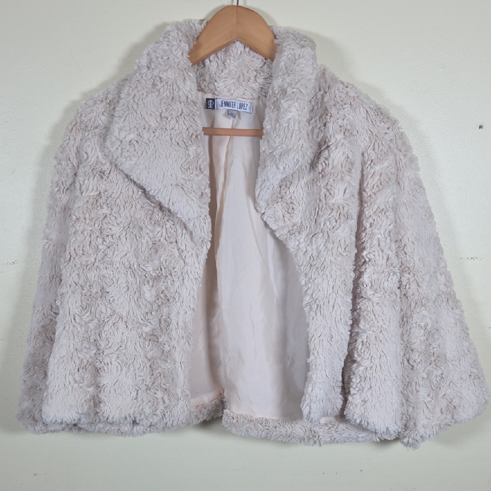 Jennifer Lopez Cream Faux Fur Jacket